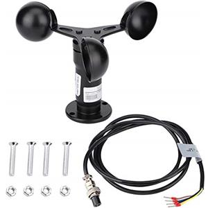 Tomotato Sensore di velocità del Vento, Uscita del Segnale a Impulsi 0-10V Sensore di velocità del Vento in Lega di Alluminio Anemometro Rilevatore di Misurazione del Vento per Serre Stazioni