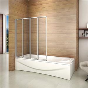 AICA ITALY Box Doccia a Soffietto Sopravasca Aica Italy Parete Doccia Pieghevole a Libro Alta 140cm Larga 100cm 4 Antine