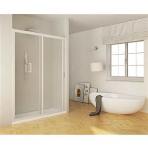 Mitepek Porta doccia scorrevole acrilico e pvc bianco nicchia h.185cm box doccia (140cm (140-130cm))