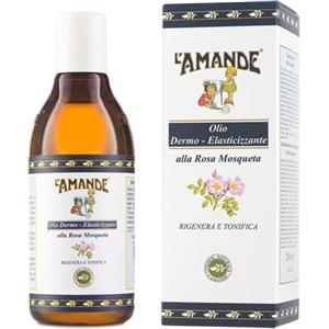 L'AMANDE - Olio di Rosa Mosqueta 100% Naturale con Vitamina E, Olio Corpo e Capelli Delicato Fresco e Fiorito, Azione Tonificante e Antiage, Ideale per Massaggio Pelli Mature o Giovani, 250 ml
