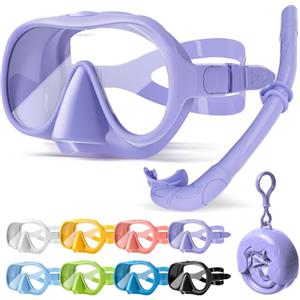 HINATAA Maschera Subacquea Adulti,Maschere da Immersione Macaron,180° Visione Ultra Ampia,Maschera Snorkeling Anti-Fog,Set da Snorkeling Professionale Anti-Perdita,Occhiali Donna Uomo (Set Viola)