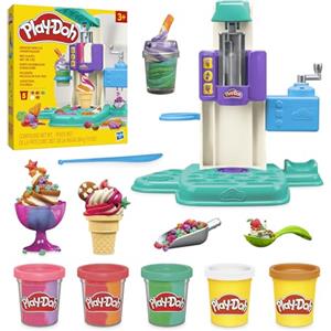 Play-Doh Gelateria Arcobaleno - Playset Creativo con Accessori e 5 Vasetti di Pasta Modellabile Multicolore per Creare Gelati e Spirali Colorate