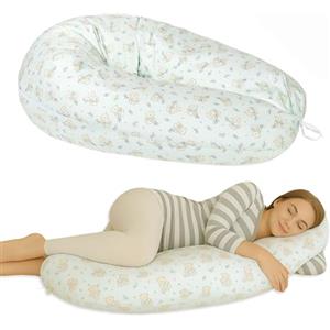 baby idea - Babysanity Cuscino Gravidanza per Dormire e Allattamento - Supporto per Neonato - Forma Ergonomica XXL - Federa Sfoderabile e Lavabile 100% Cotone - Made in Italy (Orsetto Verde)