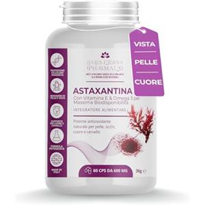 Salus Eterna Astaxantina Integratore Migliore 8mg con Vitamina E e Omega 3 - Astaxantina Pura Alto Dosaggio Antiossidante per Pelle, Occhi, Cuore e Sistema Immunitario - 60 Capsule Made in Italy