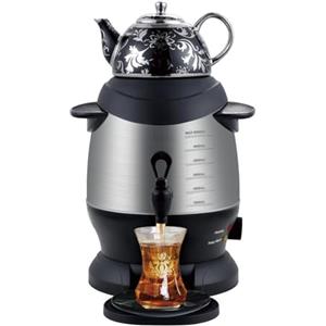 GJLRS Samovar Elettrico in Acciaio Inossidabile, Macchina per Il tè Spegnimento Automatico dell'Acqua Protezione da Surriscaldamento, 6+1=7 Litri, 1350W, Riscaldamento 4-6 Minuti, con Rubinetto