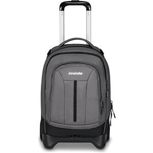 Invicta Trolley Scuola Plug Led, Grigio, 3 in 1, Zaino Doppio Scomparto Con Carrello Sganciabile, Tasca Per PC, Tasca Per Borraccia, 34 lt, Scuola Media e Superiore, Viaggio, Zaino Ragazza e Ragazzo