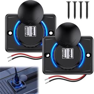 Udbrud 2 Pezzi 3,1 A Dual Presa USB, Caricabatteria da Auto USB, 12V/24V Pannello Presa di Ricarica Impermeabile Caricatore Auto per Moto Barche Camion Camper