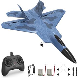 rc tech Aereo Telecomandato 2,4 GHz Aeroplano RC 2 Canali 2 Batterie di 30 Minuti Resistenza alle Cadute Aliante Volante Telecomandato Giocattolo Aereo per Bambini, Ragazzi, Principianti