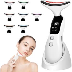 Mapille Massaggiatore Viso Lifting, 3 Modi 7 Colori LED Dispositivo di Bellezza Antirughe Impacco Caldo a 45 ℃ Terapia Della Luce Massaggiatore Viso EMS Gua Sha Rassodante Viso e Collo