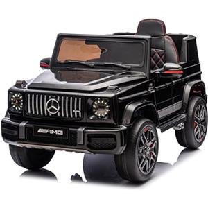 FINOOS Macchina Elettrica per Bambini con Telecomando Mercedes G63 AMG, Veicolo Elettrico 24V, Auto Elettrica per Bambino 4X4, /2+1 velocità/4 Motori (Nero)
