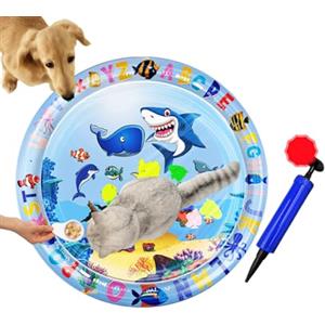 gifyym Tappetino da gioco sensoriale per gatti, piscina per pesci gonfiabile e giocattolo interattivo, acqua e confortevole per animali domestici, tappetino da gioco per animali domestici