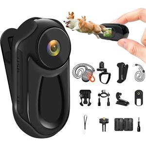 Chujianxi Mini Action Cam 1080P,Thumb Body Cam con Display da 0,85 Pollici,Portatile Bodycam,Indossabile Videocamera da Pollice,Mini Action Camera e Accessori Fotocamera(Nero)