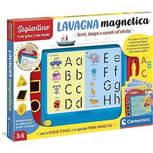 Clementoni Sapientino - Lavagna Magnetica, Gioco Educativo per Bambini , Lavagnetta Cancellabile per Imparare a Scrivere con Stencil e Stampini, Lingua Italiana,Clementoni,Eta 4-5 anni