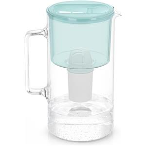 Wessper Caraffa Filtrante di Vetro con 1 Cartuccia Aquaclassic (Compatibile con Brita Classic), Elimina Cloro, Impurità e Metalli Pesanti, 3 Litri, Menta