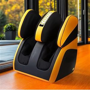 GLOBAL RELAX® | VITALZEN PLUS Massaggiatore elettrico per piedi, gambe, cosce e ginocchia | Giallo | 3 Intensità | Massaggio a compressione I Calore | Allevia il dolore | Aiuta il rilassamento