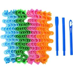 RaamKa Bigodini Bigodini morbidi senza calore Riccioli d'onda magici fai-da-te Rulli Accessori for capelli Curling Perm Bar senza calore for strumenti for capelli Bigodini Flessibili (Color : 24PCS 50CM)
