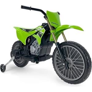 INJUSA - Moto Elettrica Kawasaki KX85, per Bambini +3 Anni, con Batteria 6V, Pedale Acceleratore, Ruote di Supporto, Freno Elettrico, Velocità 5 km/h, Verde