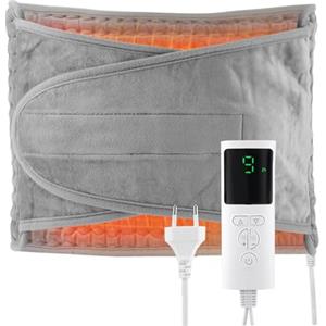 Baxcdyswe Termoforo Elettrico, 120 × 30.5 cm Termoforo Cervicale e Spalle con 9 Livelli di Temperatura e 4 Impostazioni di Tempo, Cuscino Termico for Back, Shoulders Abdomen, Collo (Grey)