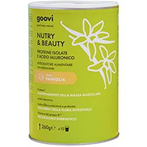 Goovi, Nutry & Beauty, Proteine in Polvere Gusto Vaniglia, Proteine Isolate del Siero del Latte con Acido Ialuronico e Vitamine del Gruppo B, 260 g