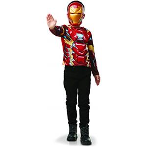 Rubie's Rubies AVENGERS Ufficiale - Costume da bambino con top classico Iron Man stampato + maschera in plastica, taglia unica 5-8 anni, supereroe Marvel