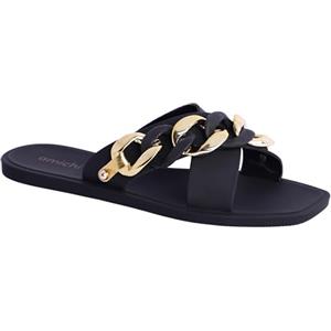 AMICHI Mujer - Chanclas para Playa Y Piscina-Sandalias Flip Flop de Goma con Suela Antideslizante Y Diseño Ligero, Donna-Infradito Spiaggia Sandali, Nero, 41 EU Larga