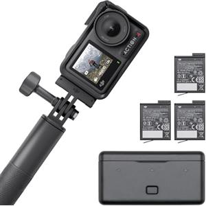 DJI Osmo Action 4 Combo Adventure - Action cam impermeabile 4K/120fps, sensore da 1/1.3 pollici, 10 bit e D-Log M, FOV di 155º ultra ampio, fino a 7,5 ore con 3 batterie extra per i vlog