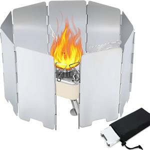 XIMEY Paravento Fornello Campeggio 9 Stecche, Paravento Fornello, Paravento Fornello Gas, Accessori Campeggio per Cucina Campeggio, Paravento Fornello Camping, Campeggio Accessori Utili (S)