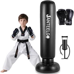 JanTeelGO Sacco da Boxe Bambino con Guantoni da Boxe: JanTeelGO 150cm Sacco da Box Allenamento Boxe - Pungiball Bambin Alleviare L'energia e Costruire Competenze per Ragazzi Ragazze età 3-12