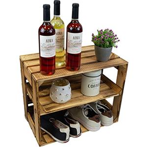 Kistenkolli Altes Land Altes Land - Cassetta con ripiano intermedio, centrale, circa 50 x 40 x 30 cm, cassetta per mele e vino, in legno, utilizzabile come libreria, scarpiera, fiammata aperta con inserto longitudinale