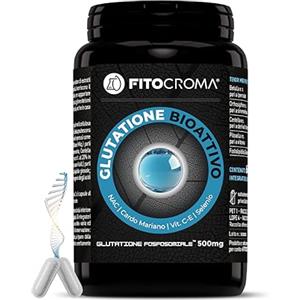 FITOCROMA Glutatione Fosfosomiale™ 500mg + Nac, Cardo mariano e Antiossidanti, Glutatione Forte, Detox/Antiage, Glutatione integratore, Glutatione ridotto, 120 capsule vegane