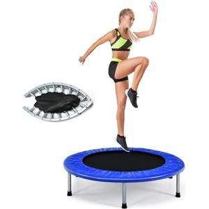 LIFEZEAL Trampolino Elastico Interno, Esterno, Tappeto Elastico Fitness, Ø97x19 cm, Pieghevole, Rotondo, Mini, Stabile, per Bambini, Adulti, Telaio in Metallo, Saltarello, Salta, Max 150kg, Blu