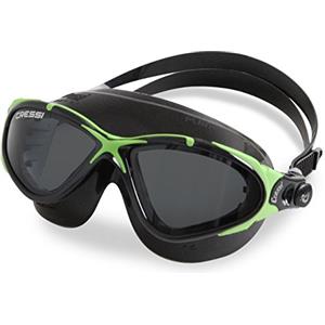 Cressi Planet Crystal - Occhialini da nuoto in silicone, colore: nero e verde, lenti colorate