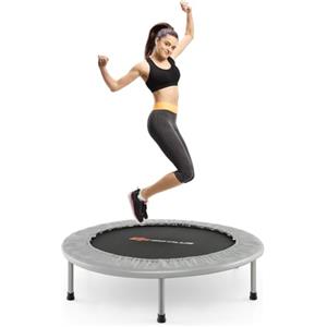 COSTWAY Trampolino Elastico Pieghevole, Tappeto Elastico da Interno con 32 Molle e 6 Gambe e Cuscinetti Antiscivolo, Capacità di Carico 150 kg (Argento)