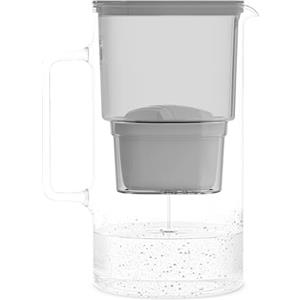 Wessper Caraffa Filtrante in Vetro 3L con 1 Cartuccia | Ricambio per Dafi Unimax Aquaphor A5 BRITA Maxtra+ PHILIPS AWP212/10 | Elimina Cloro, Impurità e Metalli Pesanti | Grigio