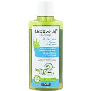 Zuccari Aloevera2 Collutorio 250ml - Con Aloe Vera, Salvia, Xilitolo e Vitamine, anti-placca e anti-carie, azione whitening e alito fresco, ideale per gengive sensibili