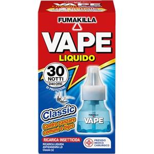 Vape Ricarica Liquida Antizanzare Classic 30 Notti 15ml, Ricarica per Diffusore Elettrico, Repellente Zanzare 240 Ore, Ambiente Sicuro e Protetto