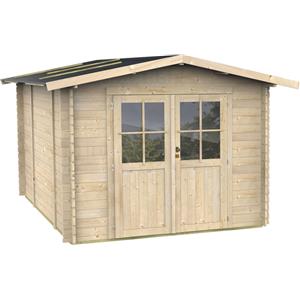 Alce Opera - Casetta in legno da giardino 249x249x207 cm con finestre e porta a doppia anta