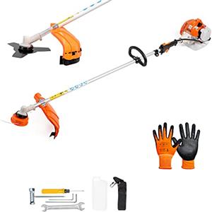 A.M.C. AMC Decespugliatore a scoppio multifunzione 2 in 1 52cc 2 tempi professionale con testina doppio filo da 2 mm e disco tre denti in acciaio rinforzato tagliasiepi e bordo