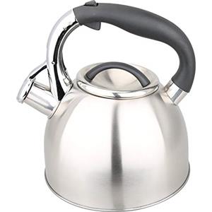KAMBERG Bollitore Teiera a Fischio 3 litri, Acciaio Inox, Manico Ergonomico, Compatibile con Tutti i Piani Cottura, Incluso Quello a Induzione