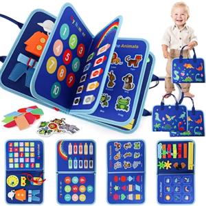 PRZRAO Montessori Busy Board di Feltro, Montessori Pannello Sensoriale Quiet Book, Giocattoli Educativi Giochi Sensoriali Apprendere Le Abilità di Base della Vita per Bambini 3 4 5 6 Anni