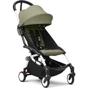 Stokke Passeggino Stokke YOYO3 da 6 mesi - Include telaio bianco/cuscino seduta Olive + Capottina - Si ripiega e si apre in un lampo - Leggero e compatto - Compatibile con il bagaglio a mano
