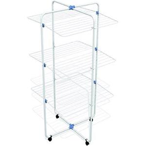 Gimi Vip 3 Stendibiancheria da Pavimento, Stendino a Torre, Verticale, 3 Ripiani, Spazio di Stenditura 30 m, con Ruote, Acciaio, 71 x 71 x 131 cm