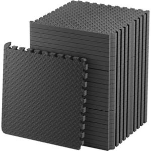 FFitness TAPPETO GOMMATO FITNESS 60 X 60 CM AD INCASTRO PUZZLE PAVIMENTO PALESTRA MATERASSINO ANTISCIVOLO TATAMI KARATE PAVIMENTO COMPONIBILE (4 pezzi)