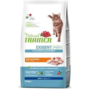Trainer Natural Gatto Exigent - Crocchette con Tacchino e Carni Bianche, 1,5 kg