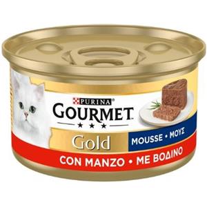 Purina Gourmet Gold Mousse con Manzo 85g - Alimento Completo per Gatti Adulti con Consistenza Morbida e Vellutata