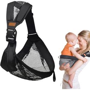 Vimmvid Traspirante, marsupio per neonato, nero, per neonati, regolabile, bello e pratico, adatto per neonati da 0 a 36 mesi