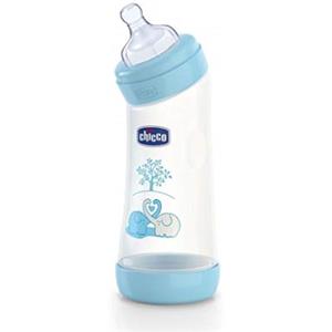 Chicco 00020621200000 Benessere Angolato Bambino Biberon, Silicone, Flusso Regolare, 250 ml, Blu
