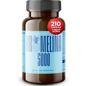 Bluma Bromelina Forte Drenante 5000 GDU/g - 210 Capsule ((Fino a 7 mesi di Fornitura) - Funzione Digestiva e Drenante, Contrasta la Sensazione di Pesantezza delle Gambe - con Orthosiphon