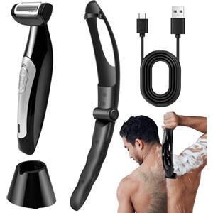 HOVCEH Rasoio Schiena Uomo,HOVCEH Elettrico Rasoio Corpo Uomo con Impugnatura Rimovibile, Multifunzionale Rasoio Elettrico Corpo Bagnato e asciutto Ergonomico Rasoio per la Schiena per Tutto il Corpo