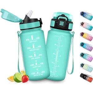 HoneyHolly Borraccia Bambini 500 ML, Borraccia Palestra con Orari per Bere, Borraccia Motivazionale senza BPA, con Cannuccia, Bottiglia Acqua per Scuola, Trekking, Asilo